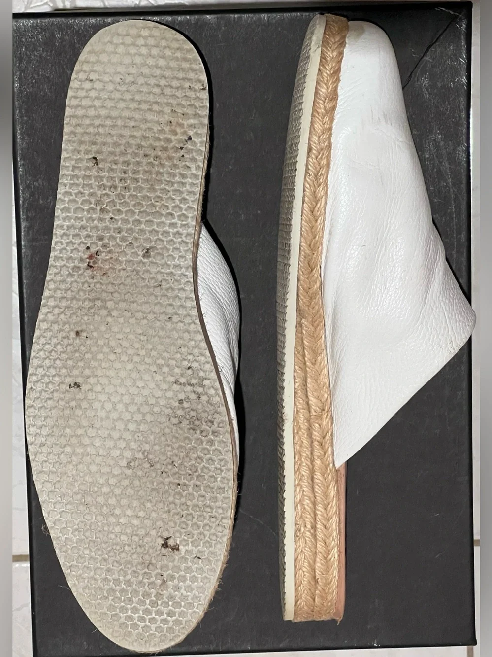 Rachel Comey White Leather Espadrille Slide - Size 9